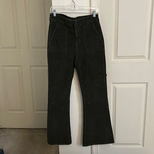 American Eagle dark green corduroy high rise flare stretch pants